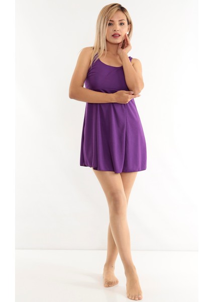 Kadın Büyük Beden Bitişik Şortlu Likralı Kumaş Elbiseli Mayo modelleri