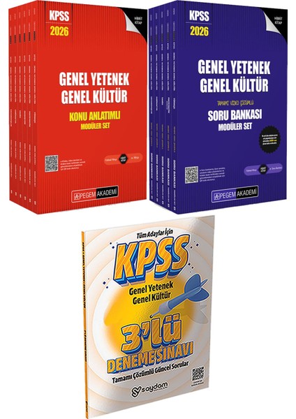 Pegem Akademi 2026 Kpss Genel Yetenek Genel Kültür Lisans Konu Anlatımlı Modüler Set - (6 Kitap) - Tamamı Çözümlü Soru Bankası Seti - (5 Kitap) - 3 Deneme Hediye