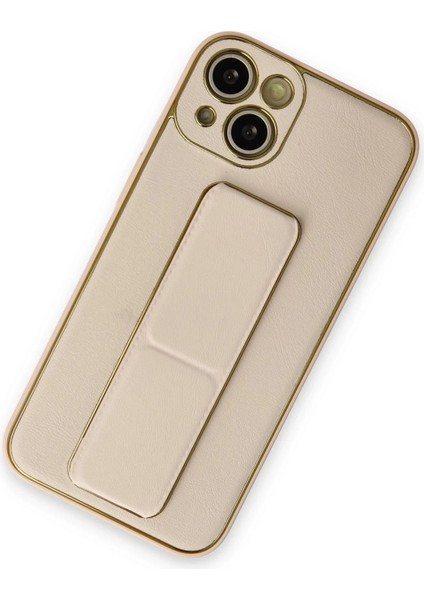 iPhone 13 Kılıf Coco Deri Standlı Kapak - Gold – Darbe Koruma