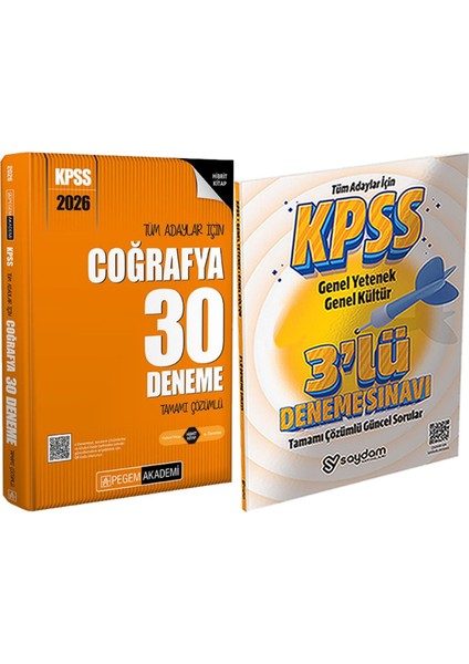 2026 Kpss Tüm Adaylar Için Coğrafya 30 Deneme Tamamı Çözümlü - 3 Deneme Hediye