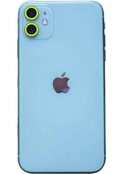 iPhone 11 Neon Fosforlu Kamera Lens - Yeşil – Darbe Koruma