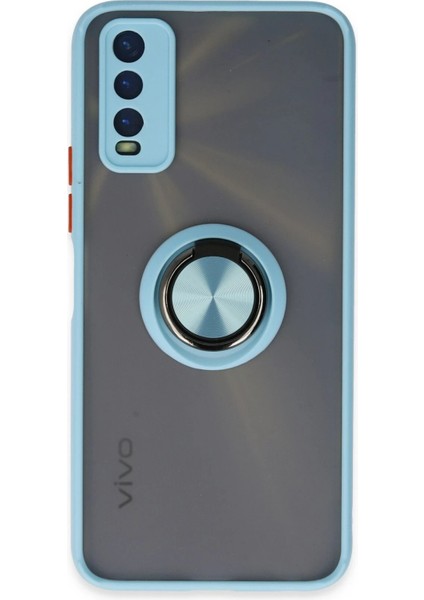 Vivo Y11S Kılıf Montreal Yüzüklü Silikon Kapak - Buz Mavi – Darbe Koruma