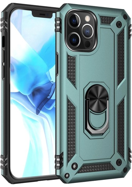 iPhone 12 Pro Max Kılıf Sofya Yüzüklü Silikon Kapak - Yeşil – Darbe Koruma