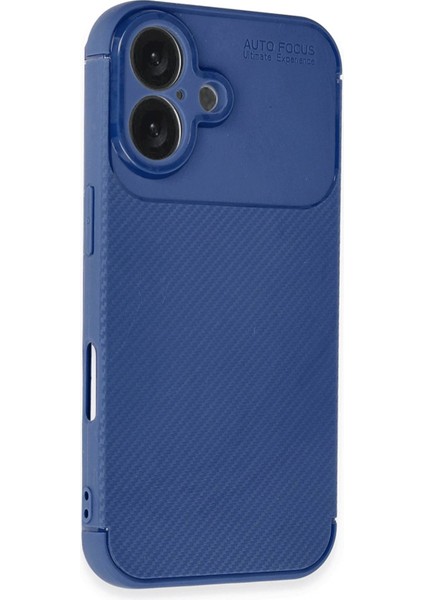 iPhone 16 Plus Kılıf Auto Focus Karbon Kapak - Lacivert – Darbe Koruma