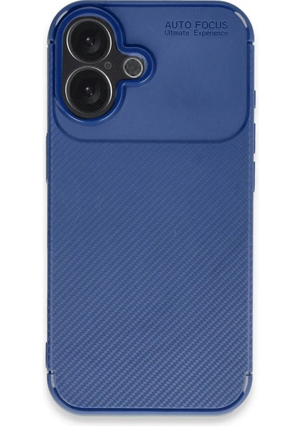 iPhone 16 Plus Kılıf Auto Focus Karbon Kapak - Lacivert – Darbe Koruma