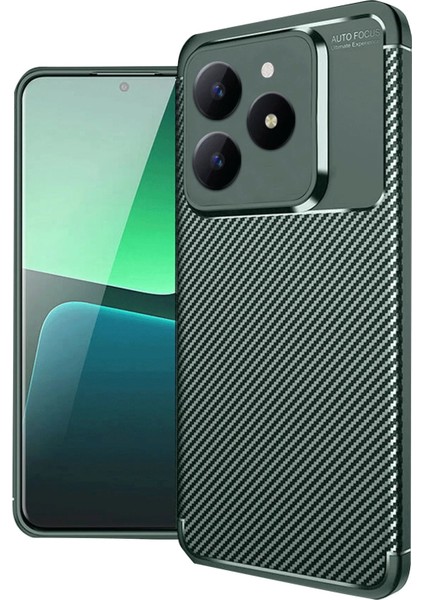 Realme C61 Kılıf Auto Focus Karbon Kapak - Koyu Yeşil – Darbe Koruma