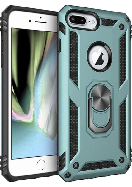 iPhone 7 Plus Kılıf Sofya Yüzüklü Silikon Kapak - Yeşil – Darbe Koruma