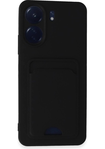 Xiaomi Redmi 13C Kılıf Kelvin Kartvizitli Silikon - Siyah – Darbe Koruma