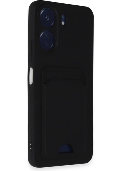 Xiaomi Redmi 13C Kılıf Kelvin Kartvizitli Silikon - Siyah – Darbe Koruma