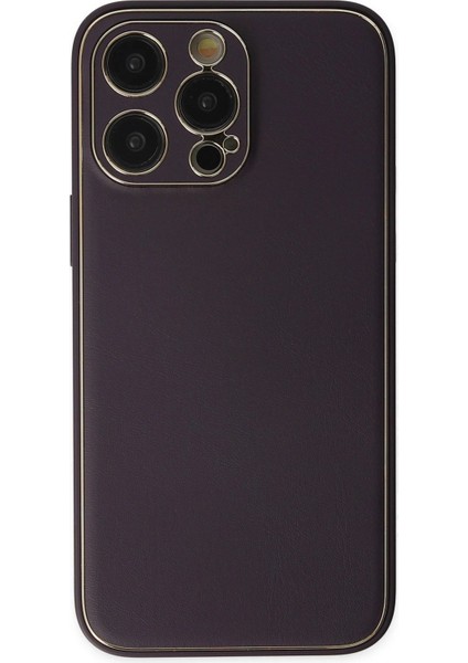 iPhone 13 Pro Max Kılıf Coco Deri Silikon Kapak - Derin Mor – Darbe Koruma