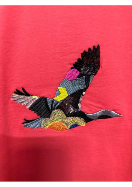 Kadın Crop T-Shirt Kuş Modeli