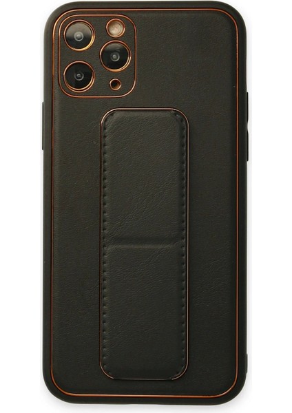 iPhone 11 Pro Kılıf Coco Deri Standlı Kapak - Füme – Darbe Koruma