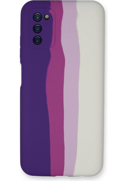 Samsung Galaxy A03S Kılıf Ebruli Lansman Silikon - Mor-Beyaz – Darbe Koruma