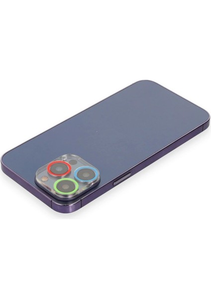 iPhone 13 Pro Renkli Kamera Lens Koruma Cam - Mavi-Yeşil – Darbe Koruma