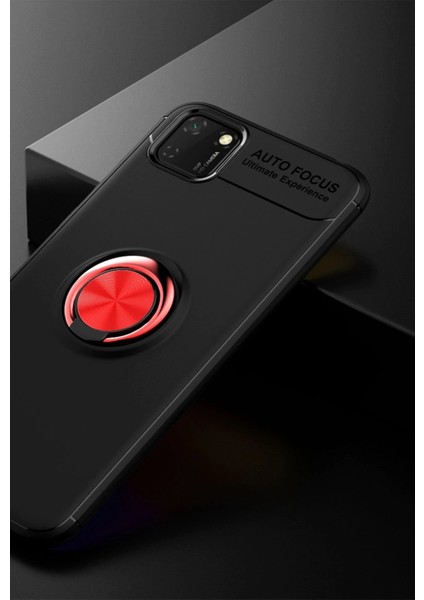 Huawei Y5P Kılıf Range Yüzüklü Silikon - Siyah-Kırmızı – Ince Yapı