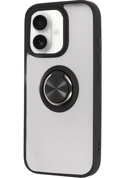 iPhone 16 Kılıf Montreal Yüzüklü Silikon Kapak - Siyah – Darbe Koruma