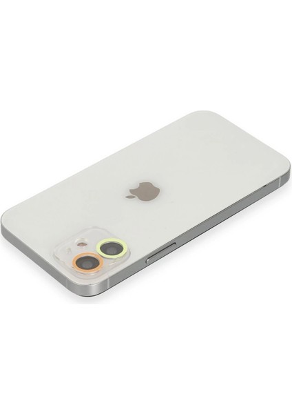 iPhone 12 Mini Renkli Kamera Lens Koruma Cam - Sarı-Turuncu – Darbe Koruma
