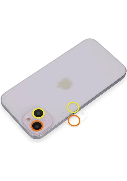 iPhone 13 Renkli Kamera Lens Koruma Cam - Sarı-Turuncu – Darbe Koruma