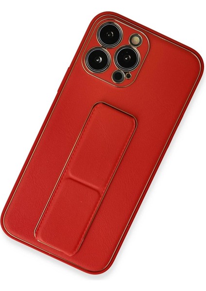 iPhone 13 Pro Kılıf Coco Deri Standlı Kapak - Kırmızı – Darbe Koruma