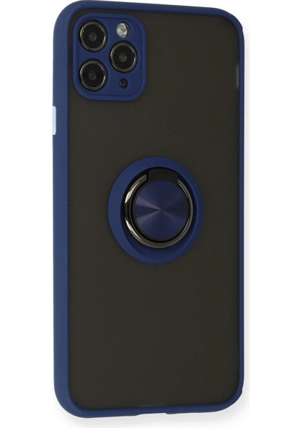iPhone 11 Pro Max Kılıf Montreal Yüzüklü Silikon Kapak - Lacivert – Darbe Koruma