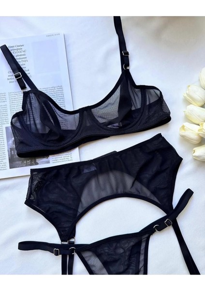 Siyah Tül Detaylı Jartiyer Takım fiyatları