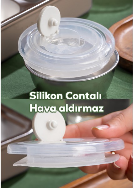 3111 Paslanmaz Çelik 3 Bölmeli Vakumlu Yemek Termosu Beslenme Kutusu Taşınabilir Lunch Box Sefer Tası - Krem modelleri