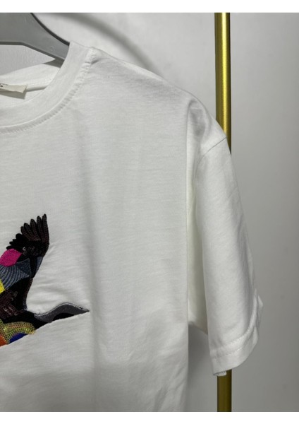 Kadın Crop T-Shirt Kuş Modeli