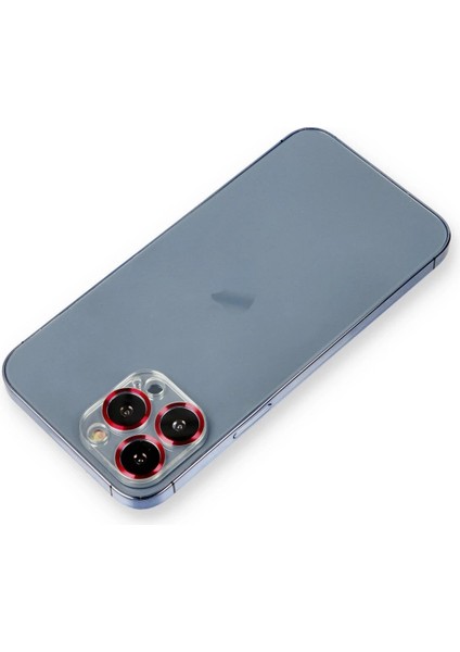 iPhone 13 Pro Metal Kamera Lens Koruma Cam - Kırmızı – Darbe Koruma