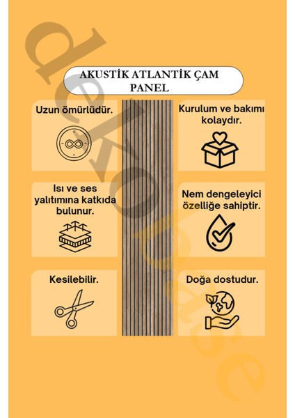 Atlantik Çam (2 Adet) 40X240CM Yeni Nesil Akustik Ahşap Duvar Paneli