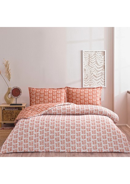 Seç&ser Çift Tarafı Desenli Çift Kişilik Nevresim Takımı Lorien Turuncu