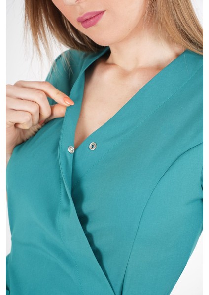 Ameliyat Yeşili Elegant Model Cerrahi Üniforma Belden Bağlamalı Scrubs Takım fırsatları