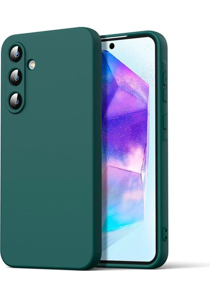 Samsung Galaxy A16 5g Kılıf Nano Içi Kadife Silikon - Koyu Yeşil