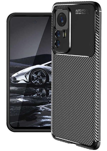 Xiaomi Redmi Note 11E Kılıf Kamera Korumalı Karbon Desenli Lux Negro Silikon - Siyah