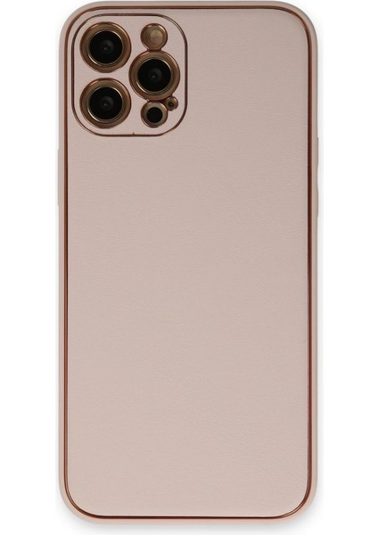 iPhone 12 Pro Kılıf Coco Deri Silikon Kapak - Pudra – Darbe Koruma