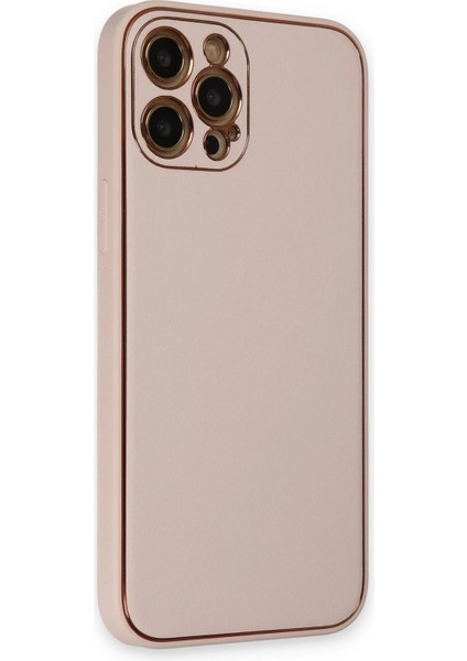 iPhone 12 Pro Kılıf Coco Deri Silikon Kapak - Pudra – Darbe Koruma