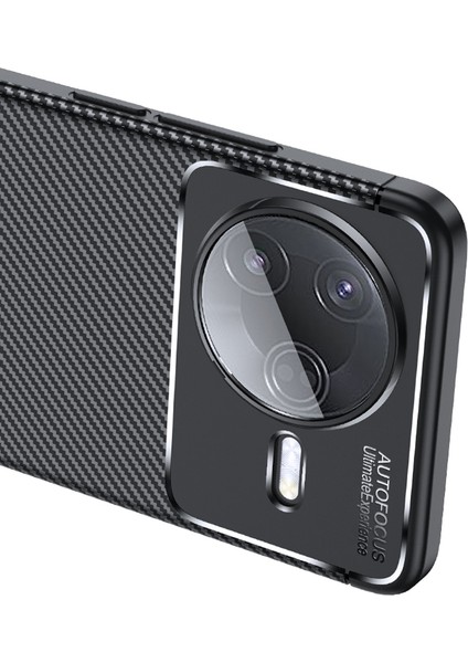 Xiaomi Poco F7 Pro Kılıf Kamera Korumalı Karbon Desenli Lux Negro Silikon - Siyah