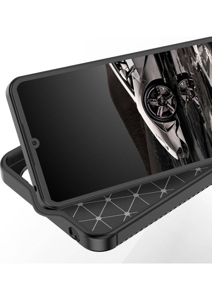 Xiaomi Poco C65 Kılıf Kamera Korumalı Karbon Desenli Lux Negro Silikon - Siyah modelleri