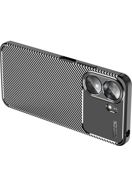Xiaomi Poco C65 Kılıf Kamera Korumalı Karbon Desenli Lux Negro Silikon - Siyah