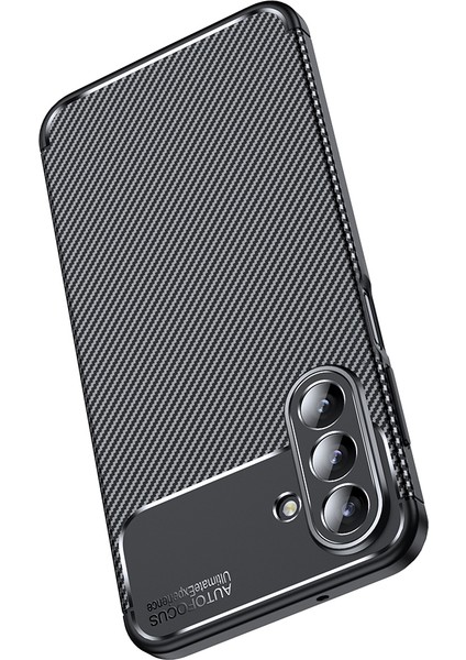 Galaxy A36 Kılıf Kamera Korumalı Karbon Desenli Lux Negro Silikon - Siyah