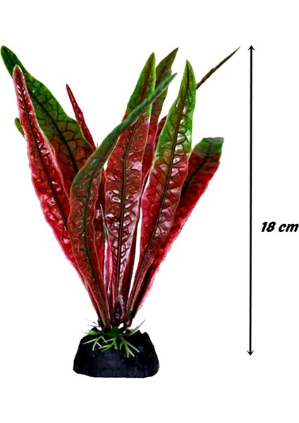 Plastik Yapay Akvaryum Bitkisi Dekoru Geniş Yaprak 18 cm