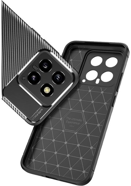 Xiaomi Mi 14 Kılıf Kamera Korumalı Karbon Desenli Lux Negro Silikon - Siyah