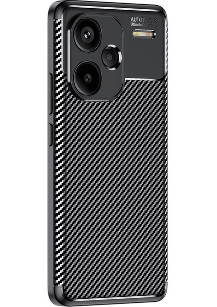 Xiaomi Redmi Note 13 Pro Plus 5g Kılıf Kamera Korumalı Karbon Desenli Lux Negro Silikon - Siyah