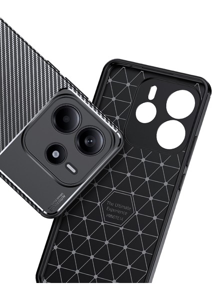 Xiaomi Redmi Note 14 5g Kılıf Kamera Korumalı Karbon Desenli Lux Negro Silikon - Siyah
