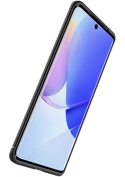 Huawei Honor 50 Kılıf Kamera Korumalı Karbon Desenli Lux Negro Silikon - Siyah