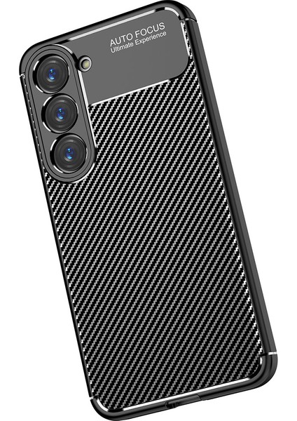 Galaxy S23 Plus Kılıf Kamera Korumalı Karbon Desenli Lux Negro Silikon - Siyah