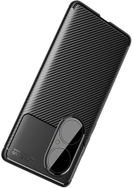 Huawei P50 Pro Kılıf Kamera Korumalı Karbon Desenli Lux Negro Silikon - Siyah