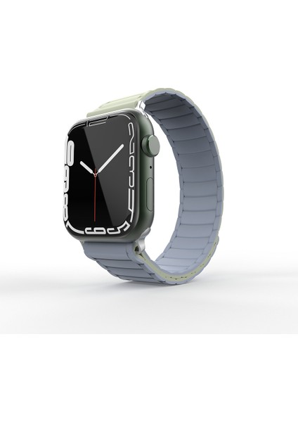 Apple Watch 7 41MM Mkst KRD-122 Silikon Kordon Strap Kayış-Mint Lila
