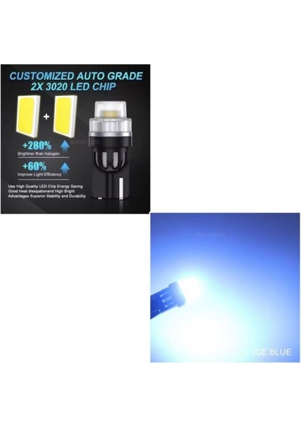 1 Takım 12V Specıal Serıes T10 Ice Blue (Özel Seri Dipsiz Ampul Buz Mavi)