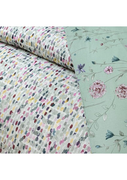 Seç&ser Çift Tarafı Desenli Çift Kişilik Nevresim Takımı Pepple Mint modelleri