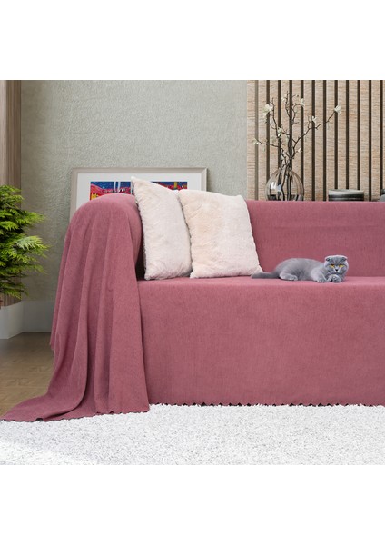 Kaymaz Koltuk Örtüsü Çift Taraflı Mikrofiber Şönil 175x300 cm Rose – Kedi Köpek ve Çocuk Dostu